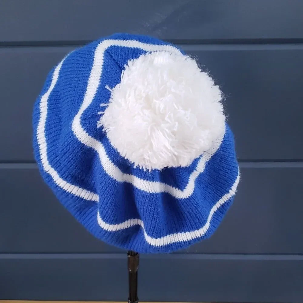 80s Blue and White Striped Hat‎ - Picture 4 of 5